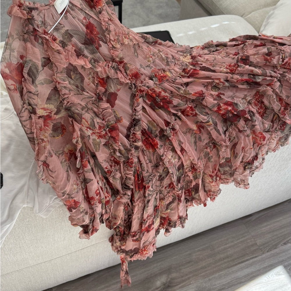 Pink Floral Ruffled   Dress - Picture 5 of 14